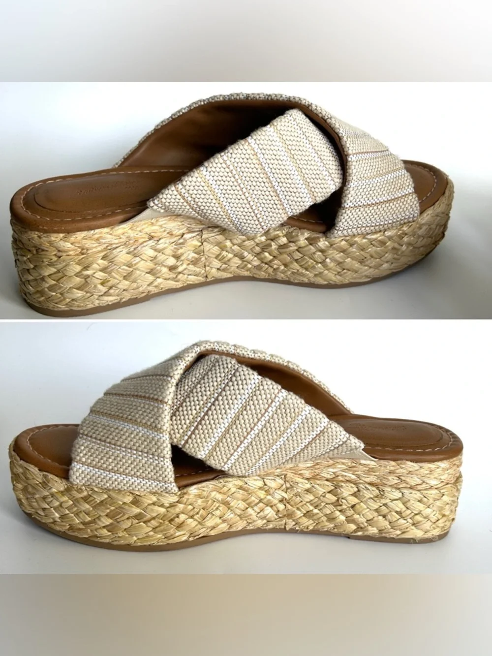 Universal Thread Desi Woven Crisscross Platform Slide Sandals - Cream